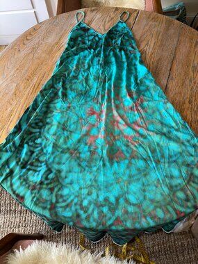KAVRA  DE FORMENTERA eco cotton tie dye teal dress/S(see listing)